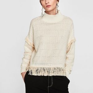 Zara fringe turtleneck sweater